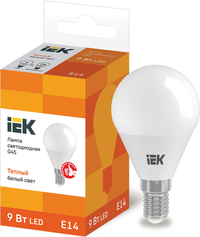 Лампа світлодіодна IEK (4606056611250) 9Вт, E14, 3000K